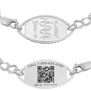 QR Code Santa Rosa Classic Medical ID Bracelet Sterling Silver